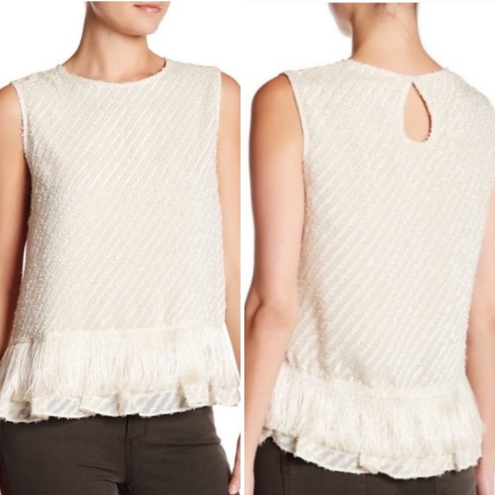 MAX STUDIO: Sleeveless Fringe Top Blouse-Size Large